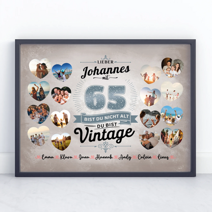 Poster personalisiert 65 Geburstag Nicht alt sondern Vintage mit Name