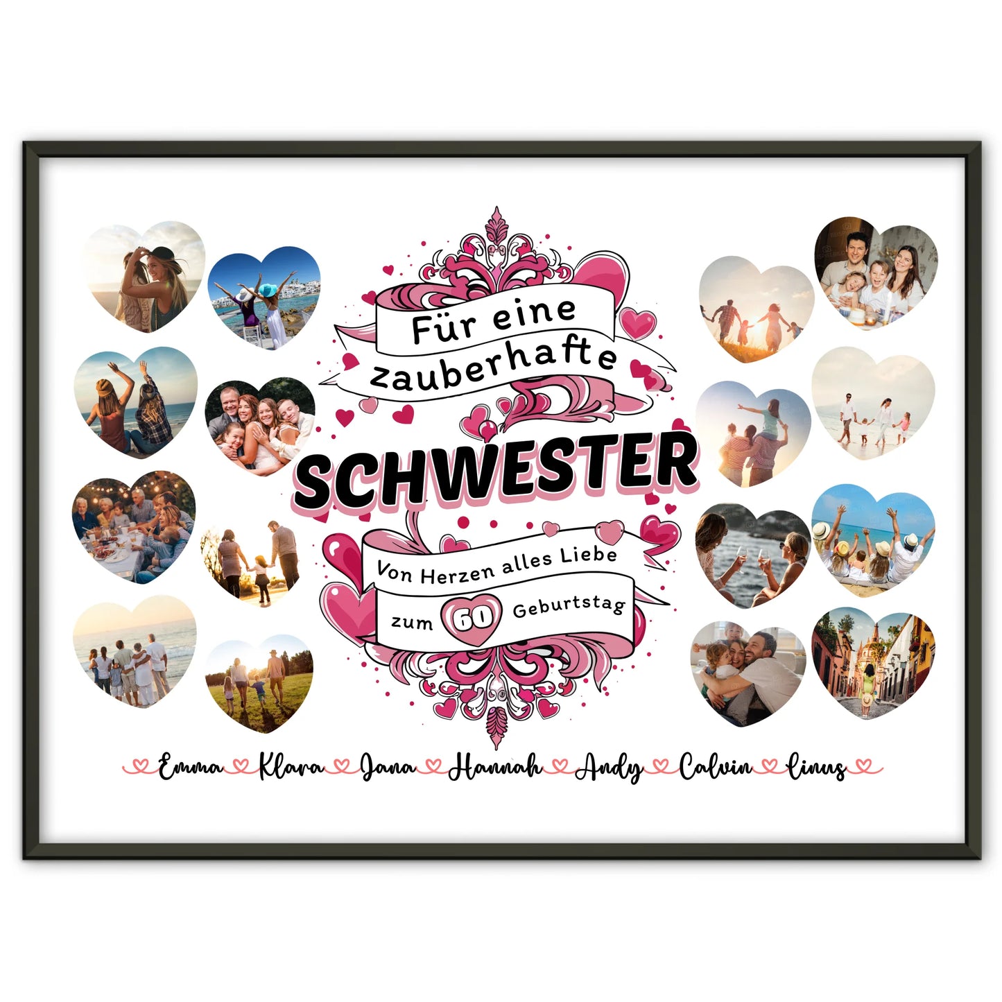 Geschenkposter personalisiert Geburtstag Zauberhafte Schwester mit Alter