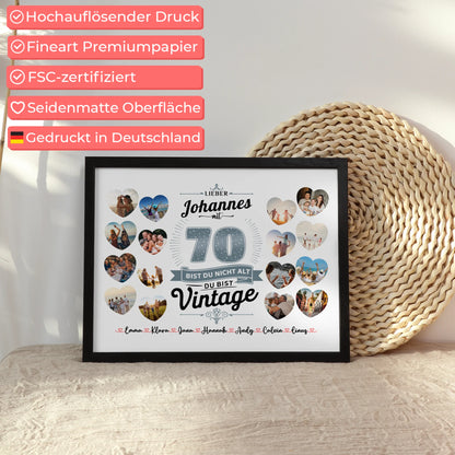 Personalisiertes Poster 70 Geburstag Du bist Vintage mit Name