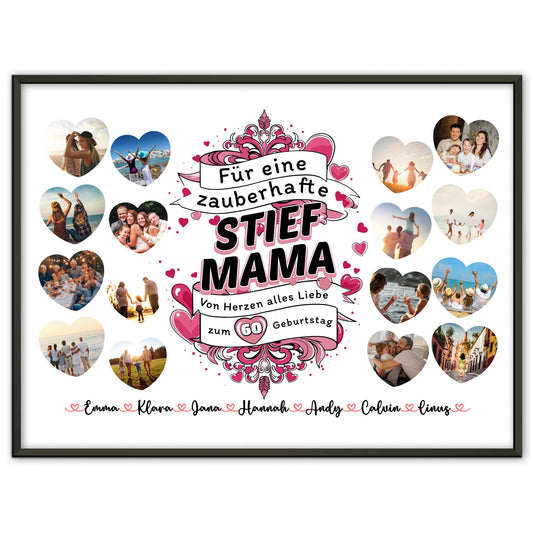 Poster personalisiert Geburtstag Zauberhafte Stiefmama Alter änderbar