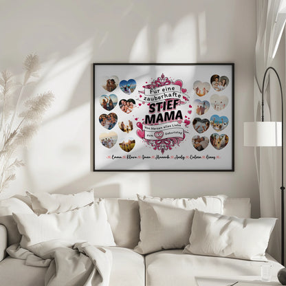 Poster personalisiert Geburtstag Zauberhafte Stiefmama Alter änderbar