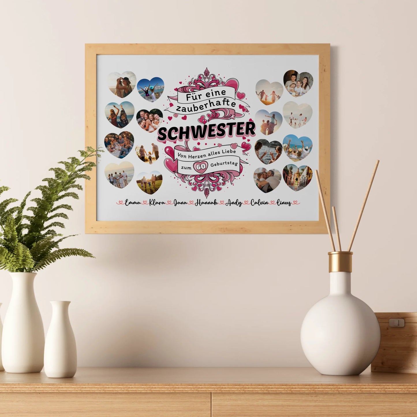 Geschenkposter personalisiert Geburtstag Zauberhafte Schwester mit Alter