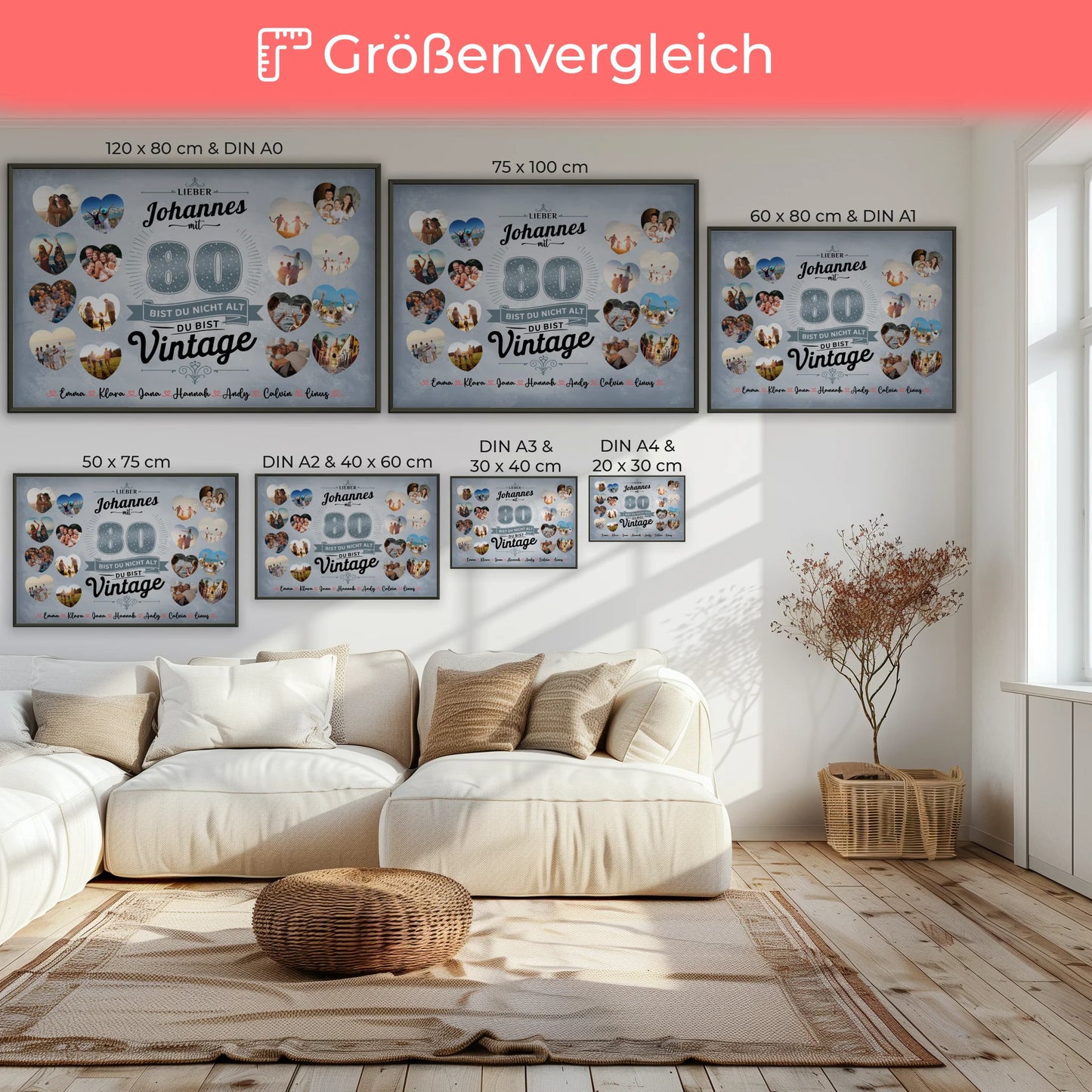 Individuelles Poster 80 Geburstag Du bist Vintage mit Name