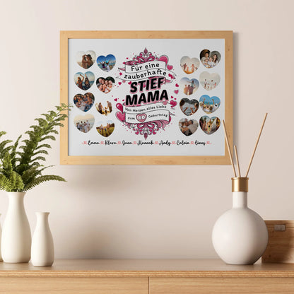 Poster personalisiert Geburtstag Zauberhafte Stiefmama Alter änderbar