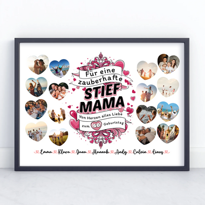 Poster personalisiert Geburtstag Zauberhafte Stiefmama Alter änderbar