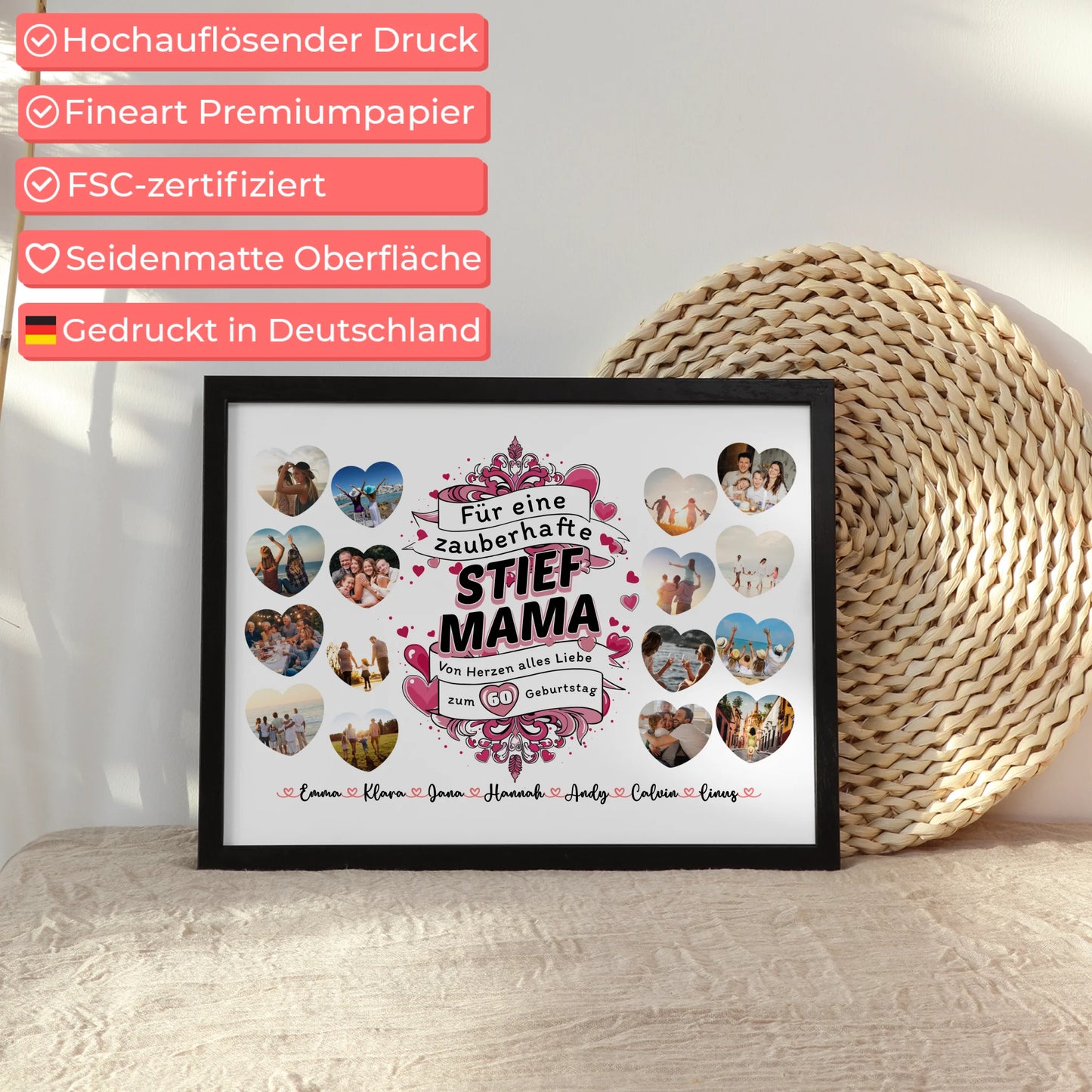 Poster personalisiert Geburtstag Zauberhafte Stiefmama Alter änderbar