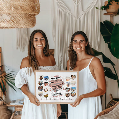 Geschenkposter personalisiert Keine Sorge Schwiegermama 8 Fotos in Herzform