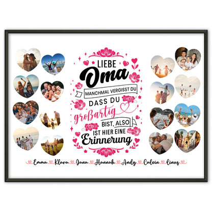 Personalisiertes Poster Keine Sorge Oma Geburtstag zur Erinnerung