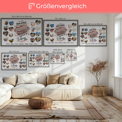 Geschenkposter individuell Keine Sorge Schwester 8 Fotos in Herzform