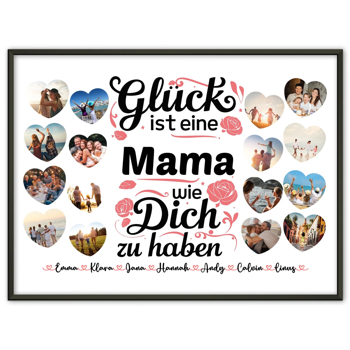 Geschenkposter personalisiert Glück ist eine Mama wie du Geburtstag