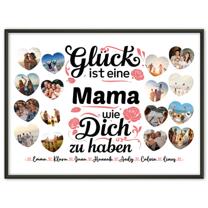 Geschenkposter personalisiert Glück ist eine Mama wie du Geburtstag