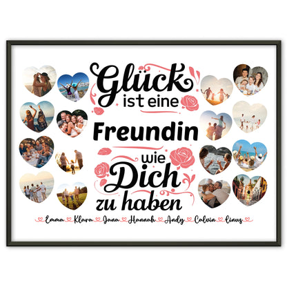 Personalisiertes Poster Glück ist eine Freundin wie du Geburtstag