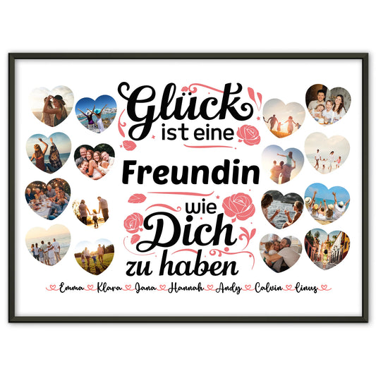 Personalisiertes Poster Glück ist eine Freundin wie du Geburtstag