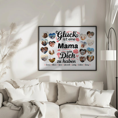 Geschenkposter personalisiert Glück ist eine Mama wie du Geburtstag