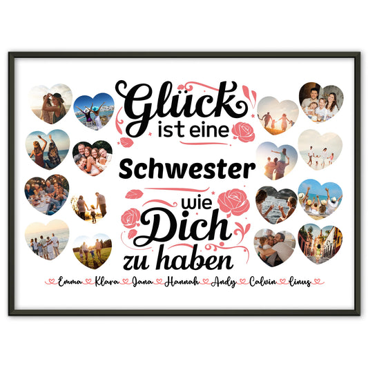 Geburtstagsposter personalisiert Glück ist eine Schwester wie du Geburtstag
