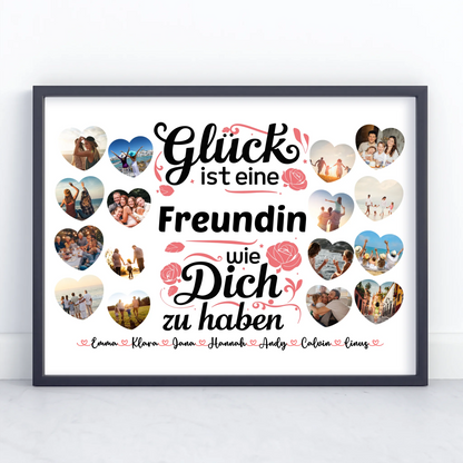 Personalisiertes Poster Glück ist eine Freundin wie du Geburtstag