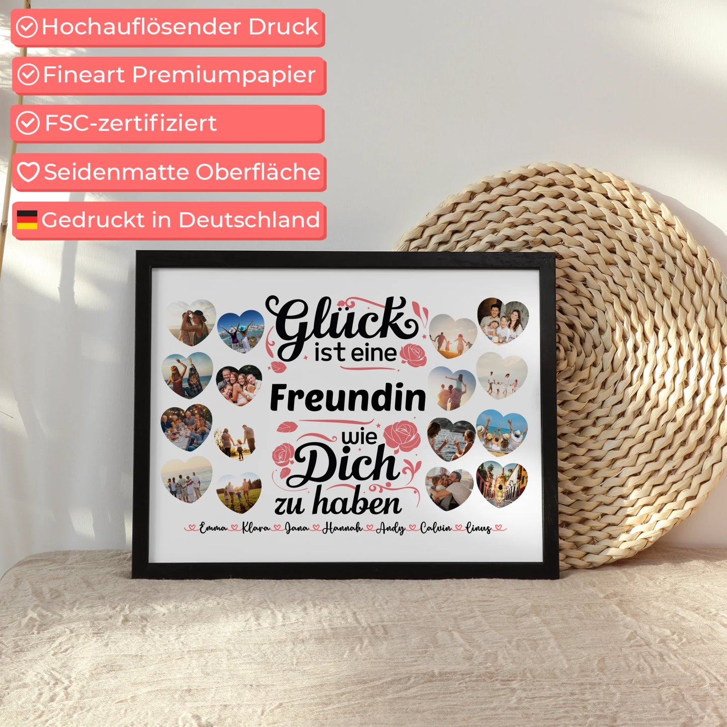 Personalisiertes Poster Glück ist eine Freundin wie du Geburtstag