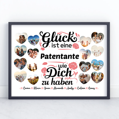 Poster Geschenk personalisiert Glück ist eine Patentante wie du Geburtstag
