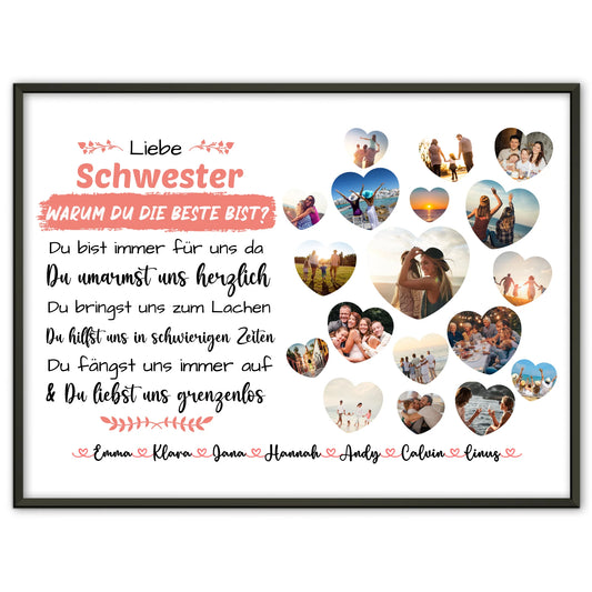 Poster als Geschenkidee Schwester Geburtstag Warum du die beste bist