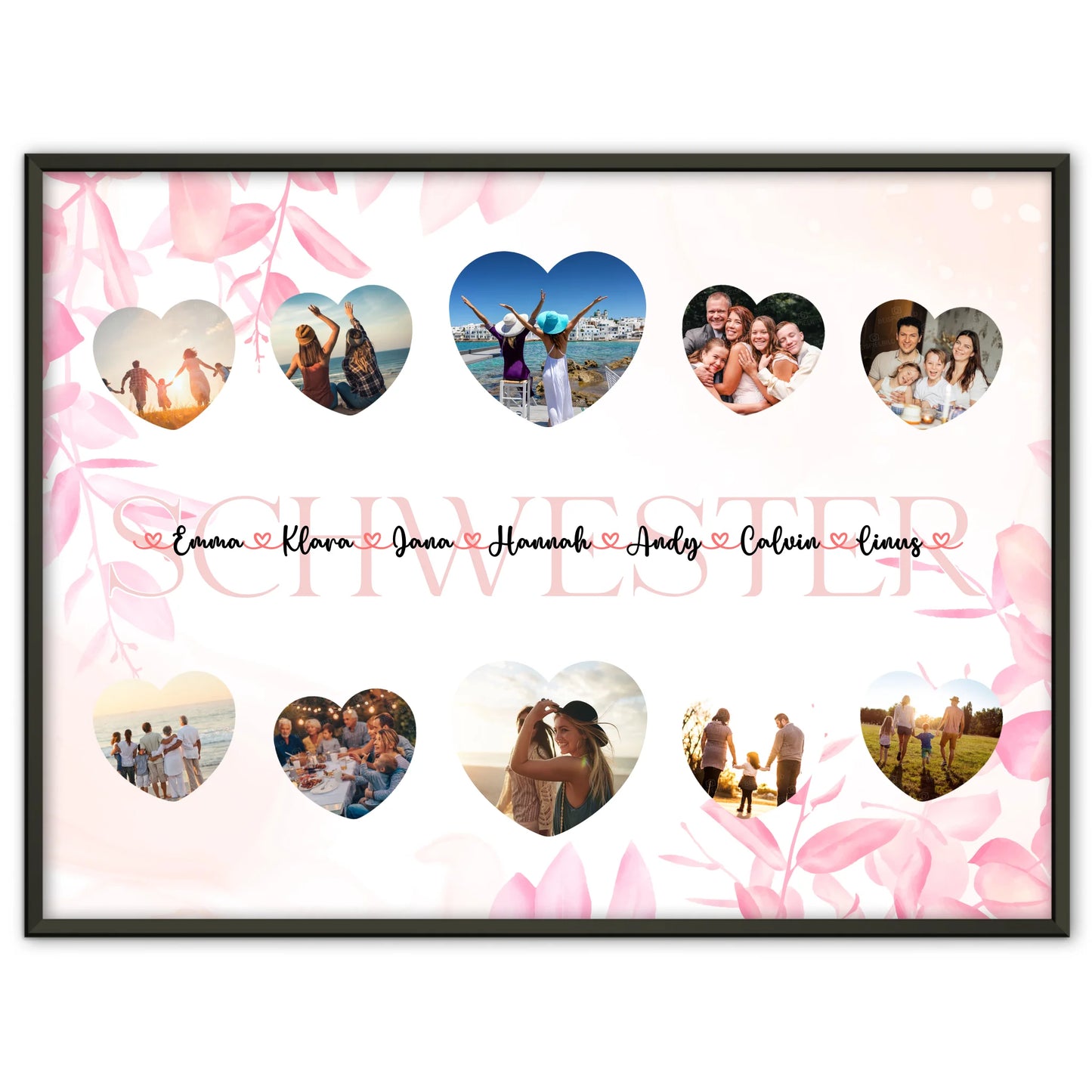 Personalisiertes Poster Schwester Geschenk Liebe mit Namen und Fotos