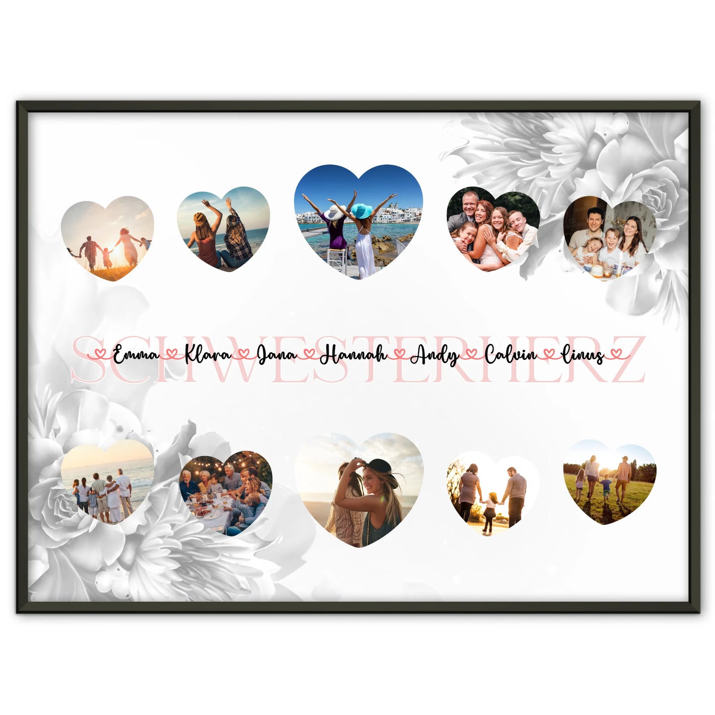 Geburtstagsposter personalisiert Schwesterherz Geschenk Liebe mit Namen und Fotos