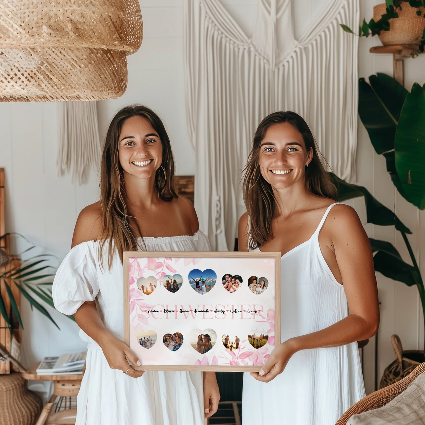 Personalisiertes Poster Schwester Geschenk Liebe mit Namen und Fotos