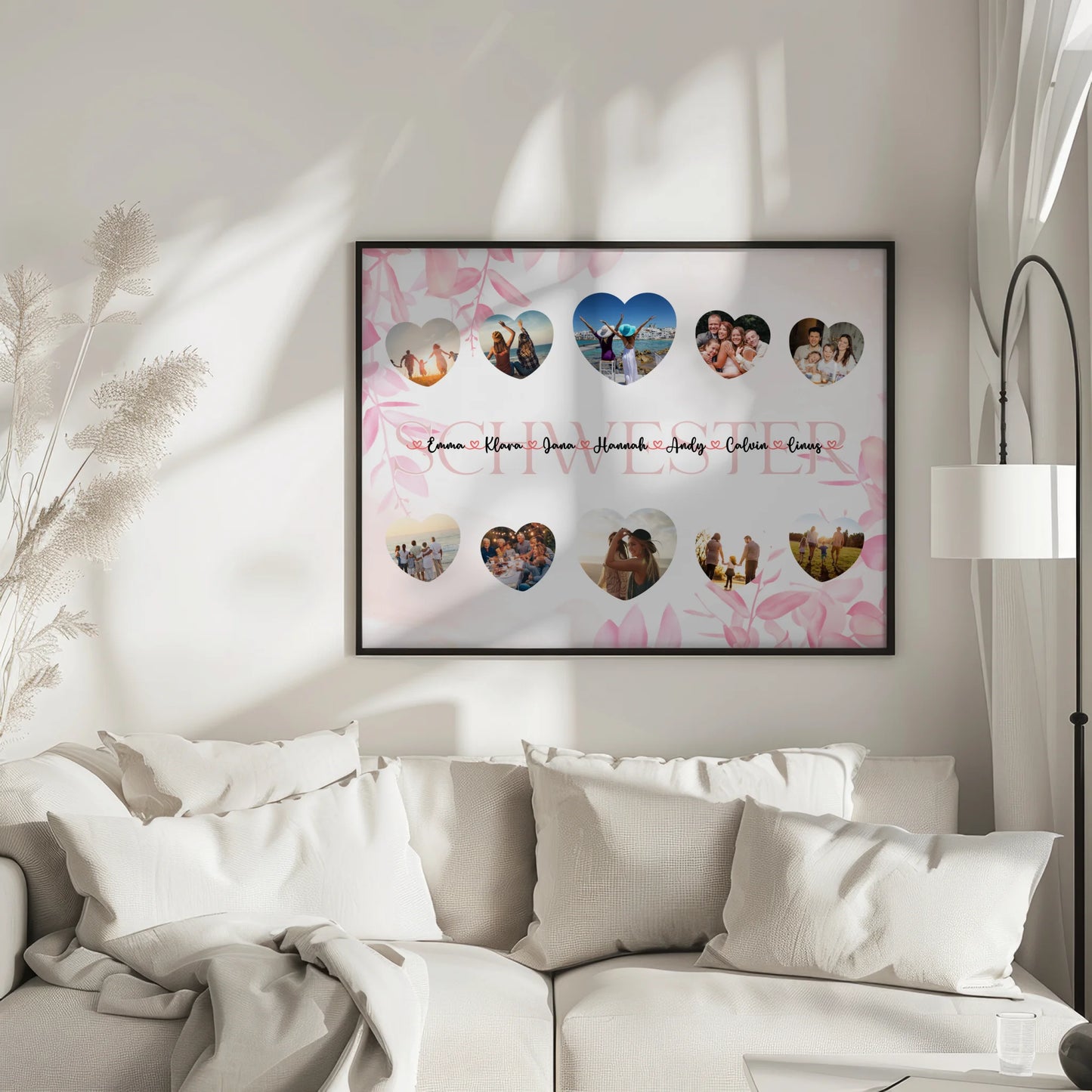Personalisiertes Poster Schwester Geschenk Liebe mit Namen und Fotos