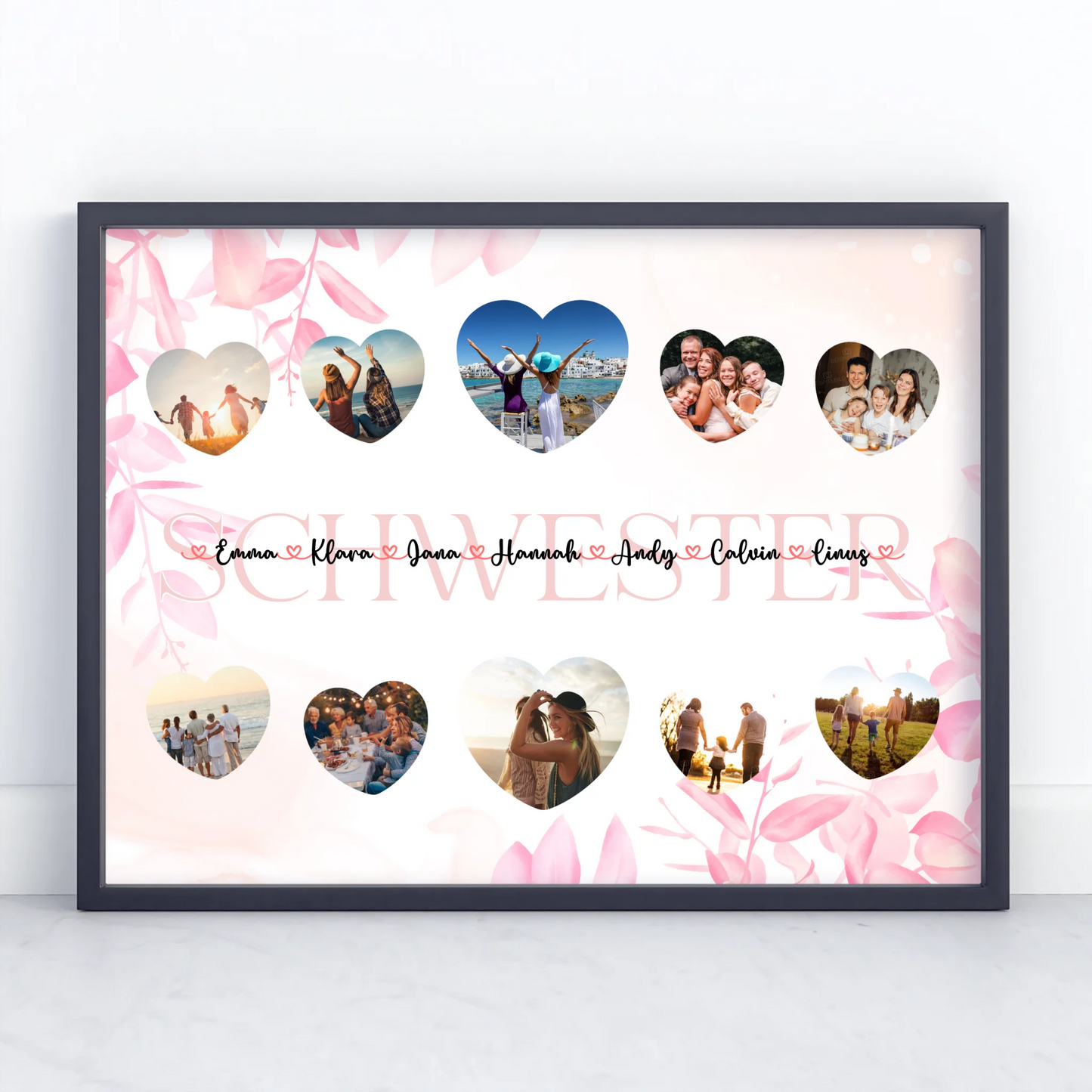 Personalisiertes Poster Schwester Geschenk Liebe mit Namen und Fotos