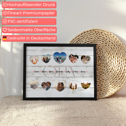 Eigenes Design Poster Opa Geschenk Liebe mit Namen und Fotos