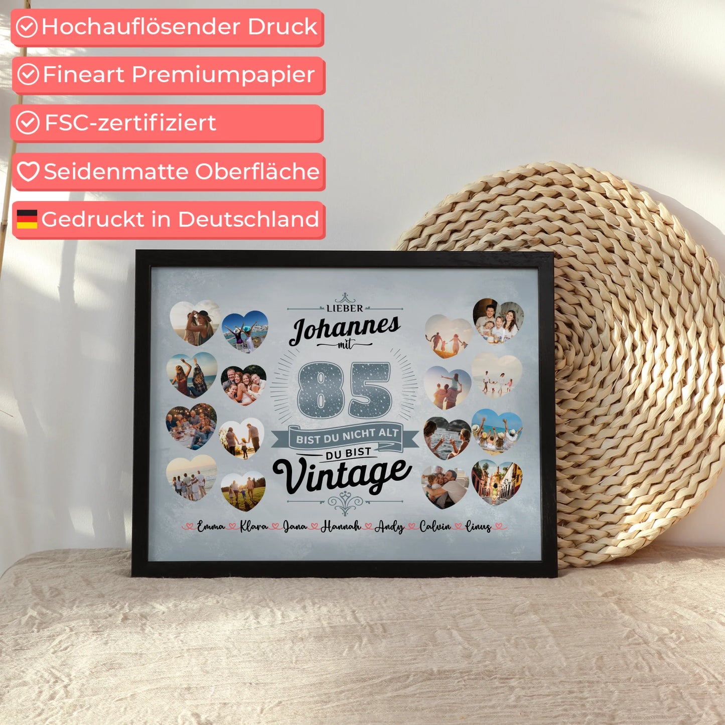 Poster Geschenk personalisiert 85 Geburstag Nicht alt sondern Vintage mit Name
