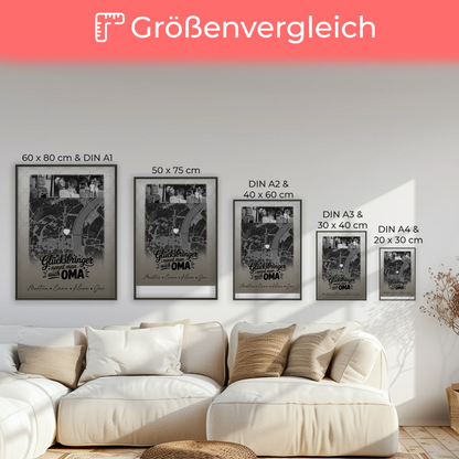 Oma Poster mit 4 Fotos und Karte Glücksbringer nennt man auch Bruder Schwarz-Weiß personalisiertes Geschenk