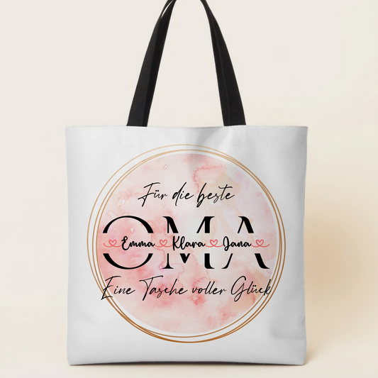 Oma Tasche Personalisiert mit Namen Wunschtext und Hintergrundbild Stoffbeutel 1