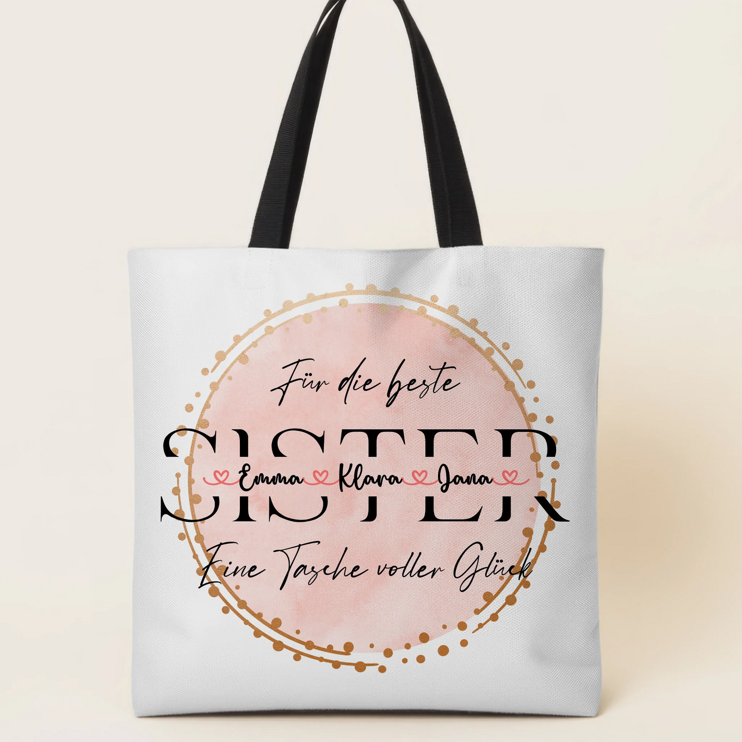 Tasche Mit Namen Personalisiert Sister Beutel mit Namen, Hintergrundbild & Wunschtext 1