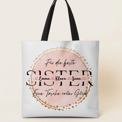 Tasche Mit Namen Personalisiert Sister Beutel mit Namen, Hintergrundbild & Wunschtext 1