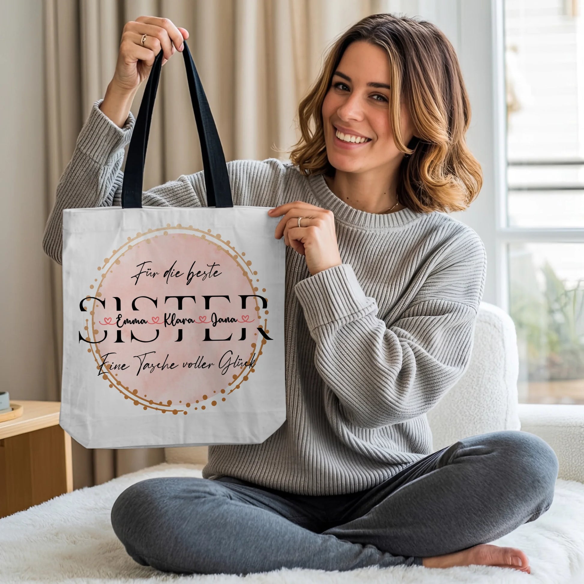 Tasche Mit Namen Personalisiert Sister Beutel mit Namen, Hintergrundbild & Wunschtext 2