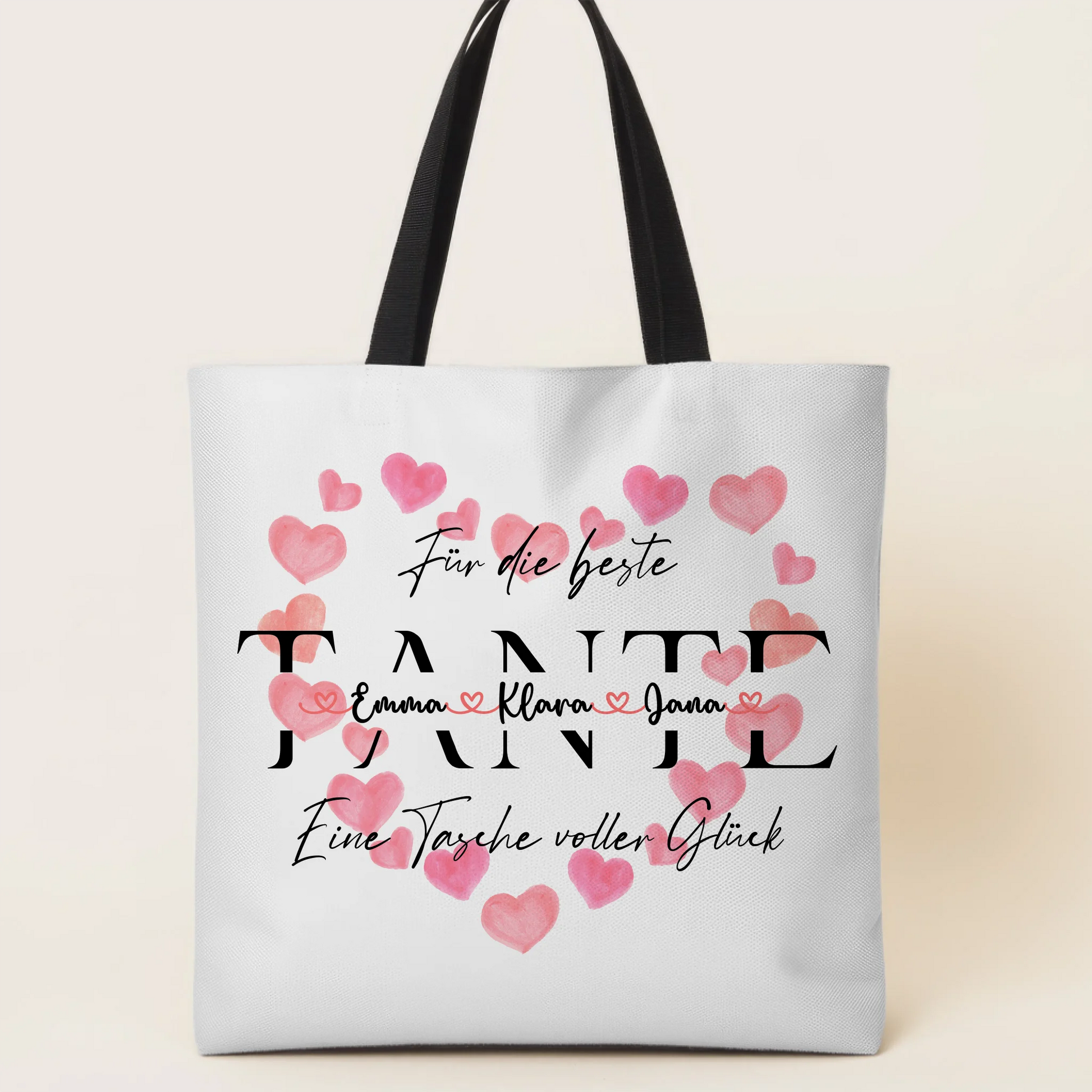 Tasche Mit Namen Personalisiert für TANTE Stoffbeutel mit Namen, Hintergrund & Wunschtext 1