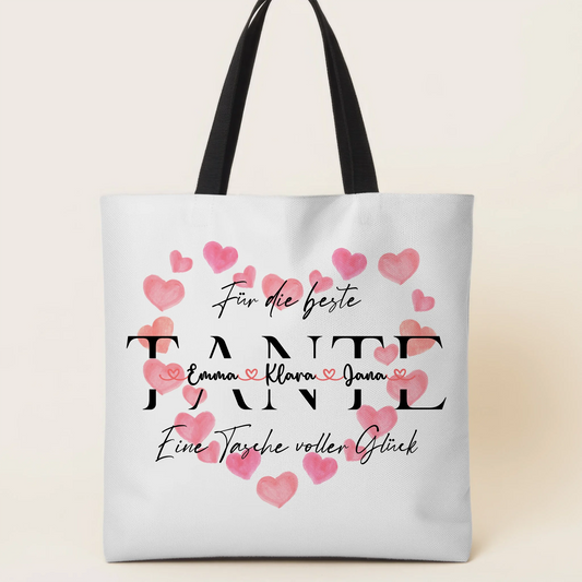 Tasche Mit Namen Personalisiert für TANTE Stoffbeutel mit Namen, Hintergrund & Wunschtext 1