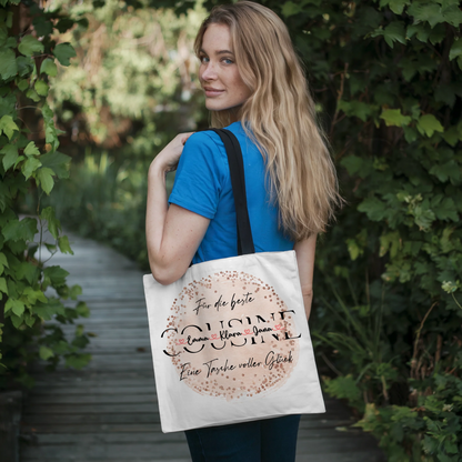 Tasche Mit Namen Personalisiert für Cousine Stoffbeutel mit Hintergrundbild & Wunschtext 4