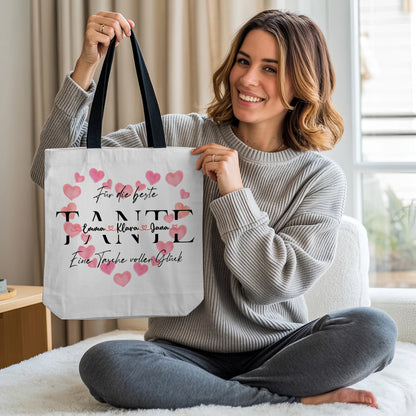 Tasche Mit Namen Personalisiert für TANTE Stoffbeutel mit Namen, Hintergrund & Wunschtext 2