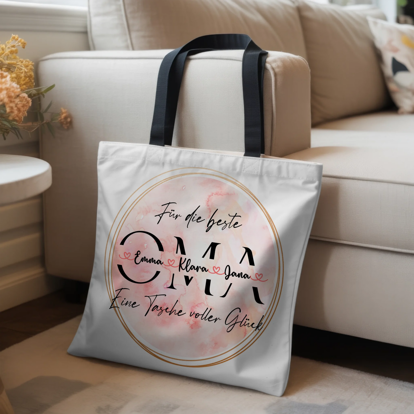 Oma Tasche Personalisiert mit Namen Wunschtext und Hintergrundbild Stoffbeutel 3