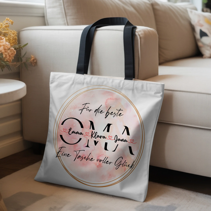 Oma Tasche Personalisiert mit Namen Wunschtext und Hintergrundbild Stoffbeutel 3