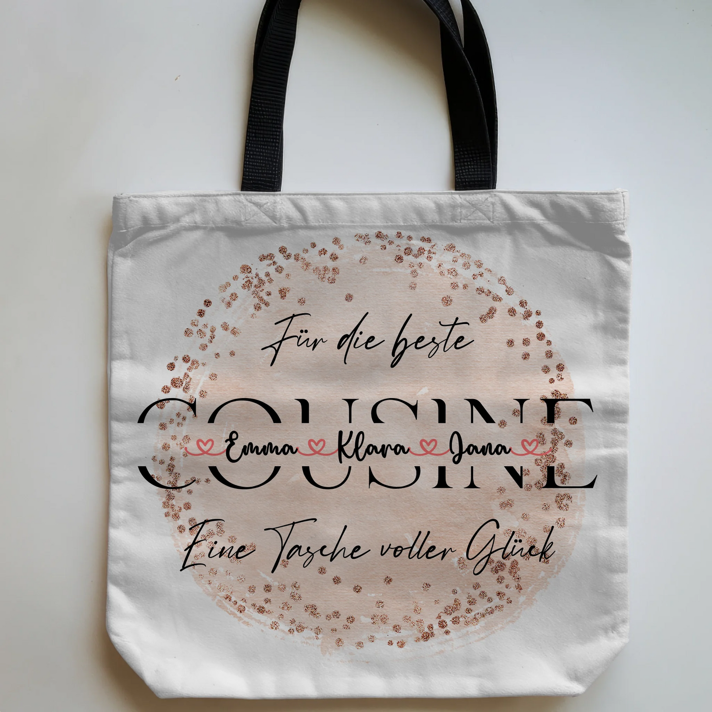 Tasche Mit Namen Personalisiert für Cousine Stoffbeutel mit Hintergrundbild & Wunschtext 5