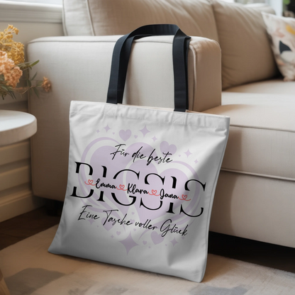 Tasche Mit Namen Personalisiert für Schwester BIGSIS mit Hintergrundbild & Wunschtext 3