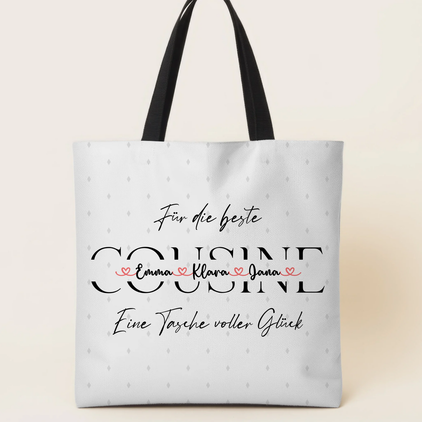Tasche Mit Namen Personalisiert Cousine Pinky Pastell - Namen Hintergrundbild & Wunschtext 1