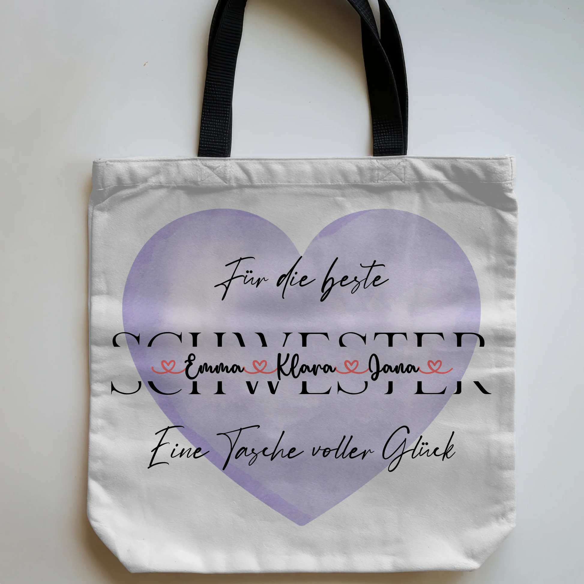 Tasche Mit Namen Personalisiert für Schwester - Einkaufstasche mit Wunschtext 5