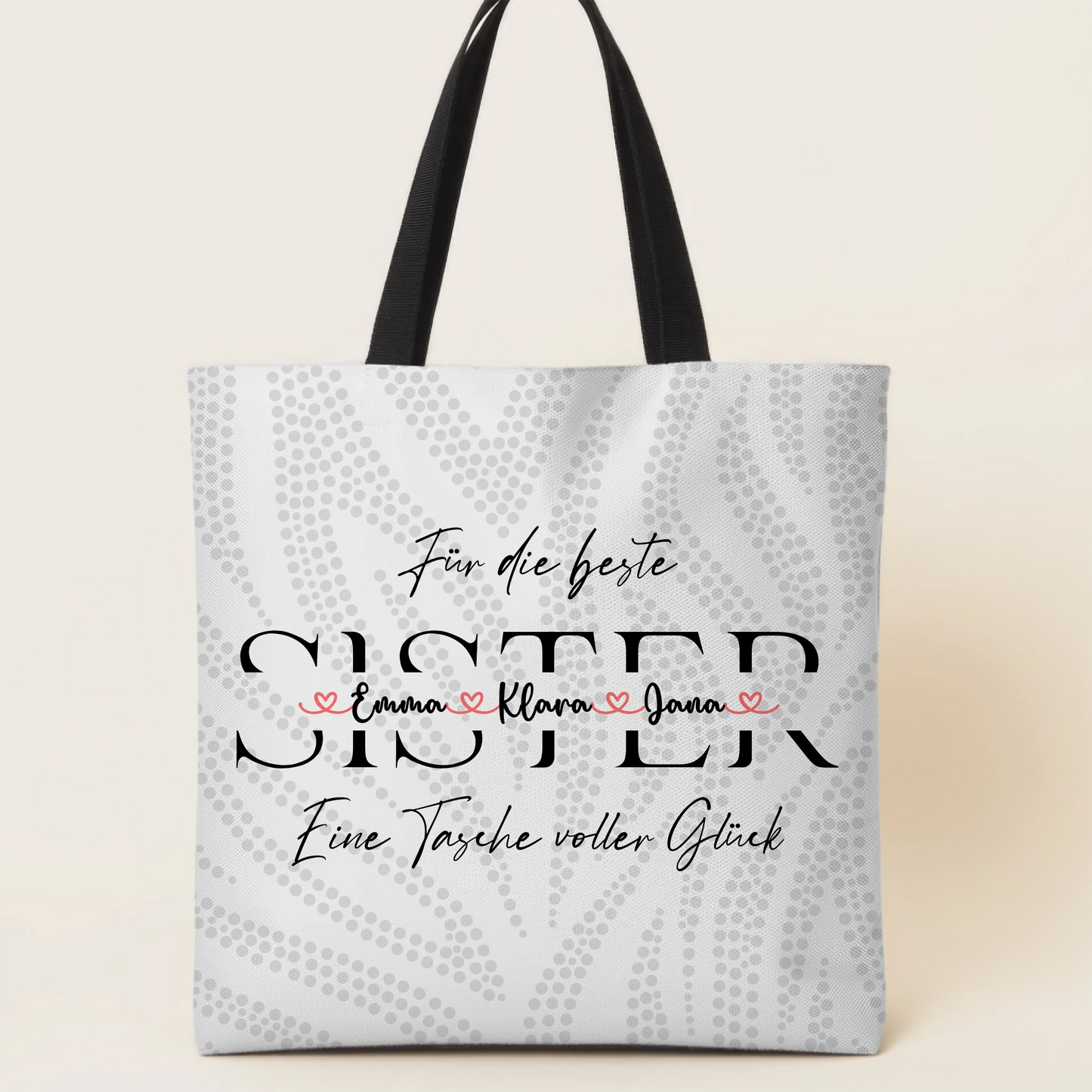 Tasche Mit Namen Personalisiert Schwester SISTER Pastel Light Coral mit Wunschtext 1