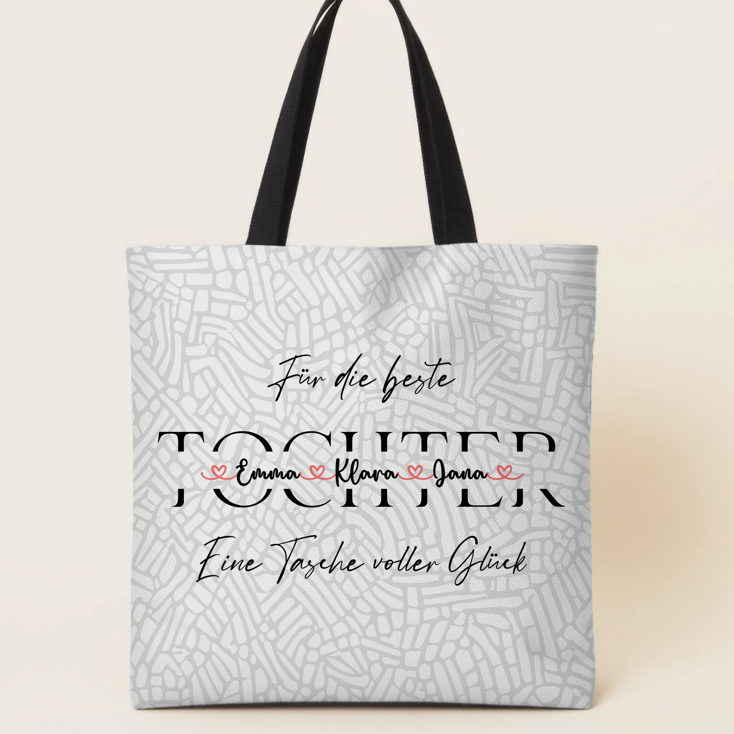 Tasche Mit Namen Personalisiert Tochter Cremeweiß mit Namen Hintergrundbild & Wunschtext 1