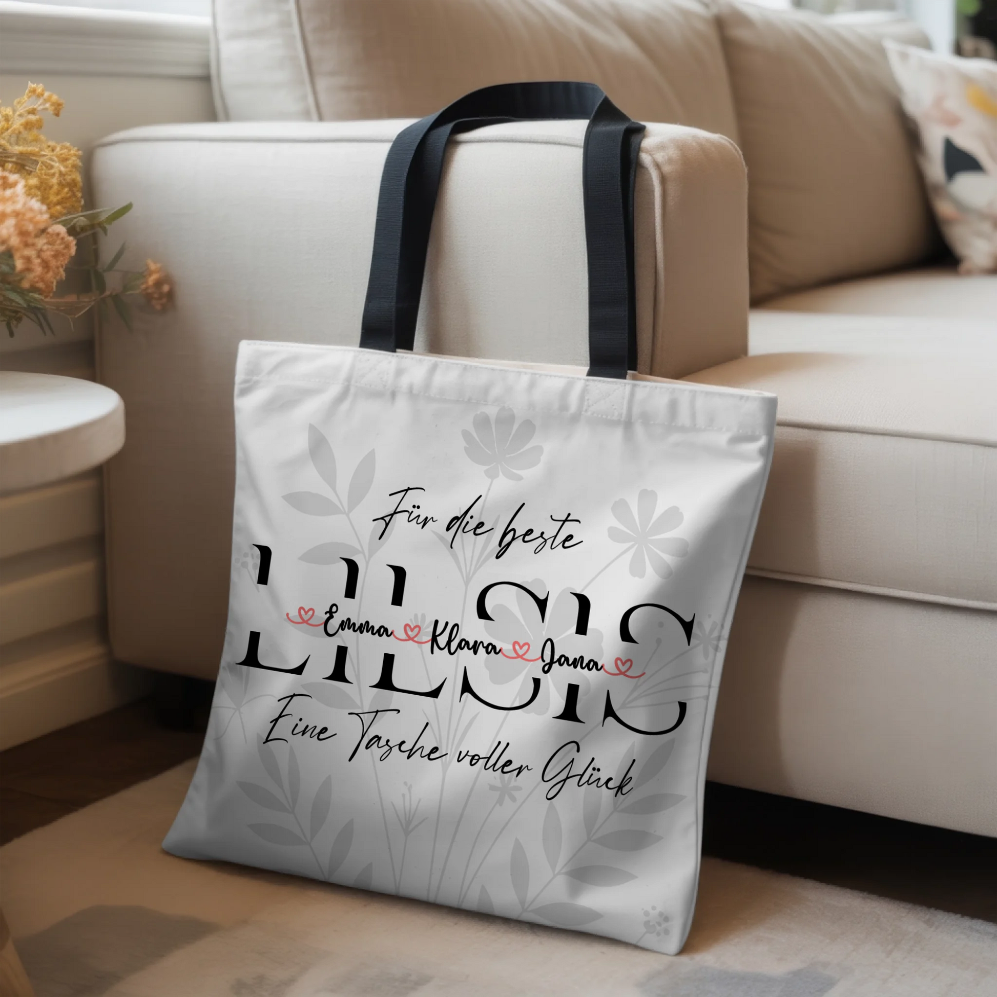 Tasche Mit Namen Personalisiert Schwester LILSIS Pastel Light Coral Wunschtext 3