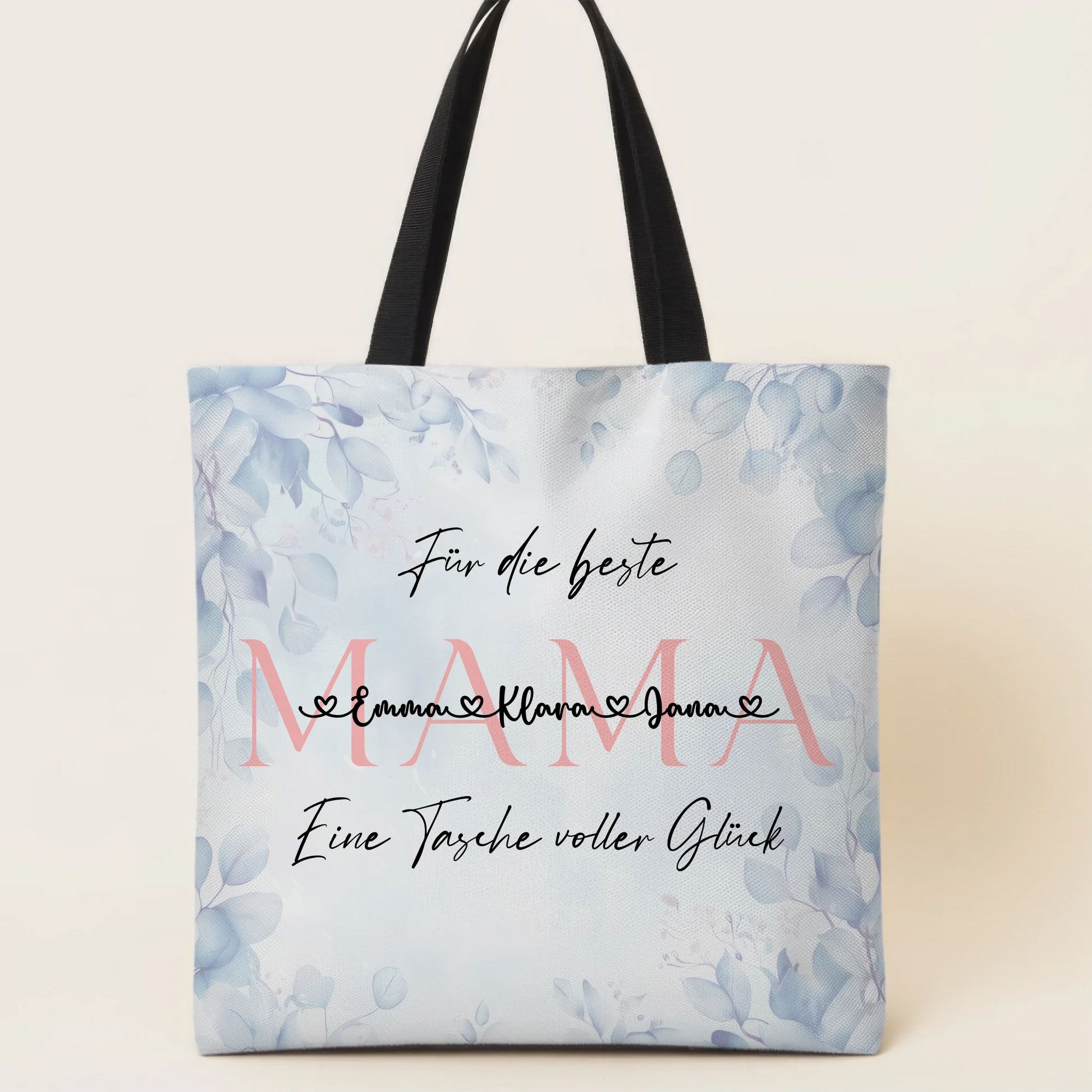 Mom Tasche Mit Namen Eukalyptus Floral personal mit Hintergrundbild & Wunschtext 1