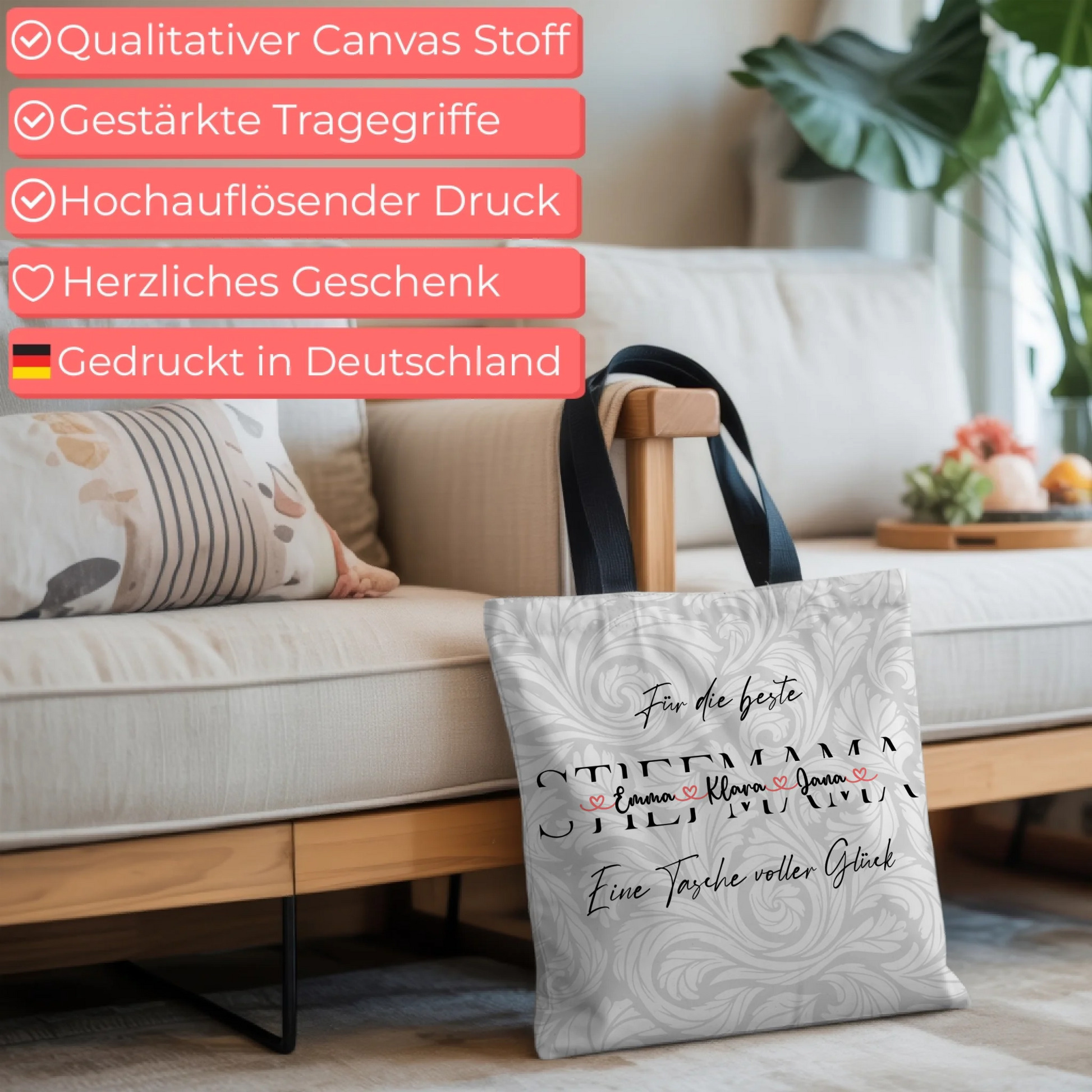 Tasche Mit Namen Personalisiert STIEFMAMA mit Hintergrundbild & Wunschtext 6